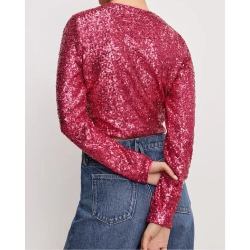 Good American Sequin Cardigan in Ballerina Pink, Size 4XL, NWT - Picture 12 of 12